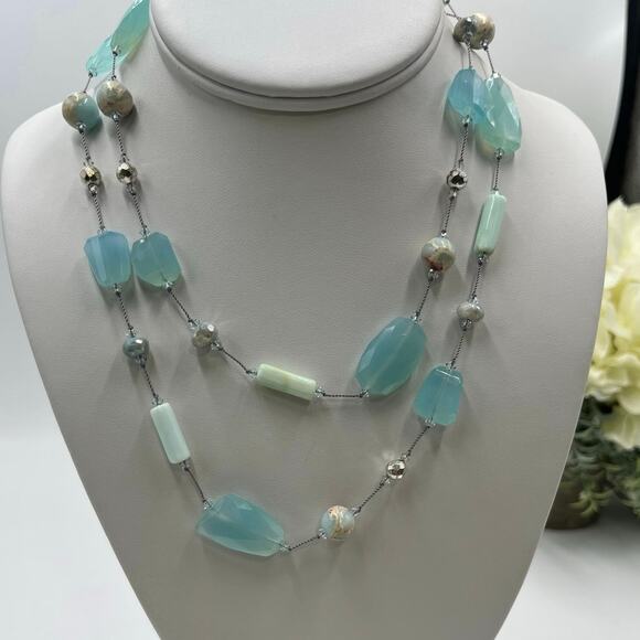 Margo Morrison Silverite, opal, chalcedony, Aqua terra jasper, jasper Necklace - Picture 1 of 8